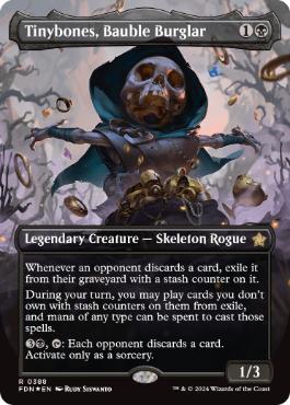 [388]【EN】【マナFOIL】■ボーダーレス■安物盗み、チビボネ/Tinybones, Bauble Burglar【FDN】[R][黒]