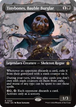 [324]【EN】【FOIL】■ボーダーレス■安物盗み、チビボネ/Tinybones, Bauble Burglar【FDN】[R][黒]
