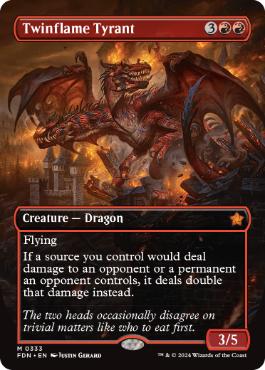 [333]【EN】【FOIL】■ボーダーレス■双炎の暴君/Twinflame Tyrant【FDN】[M][赤]