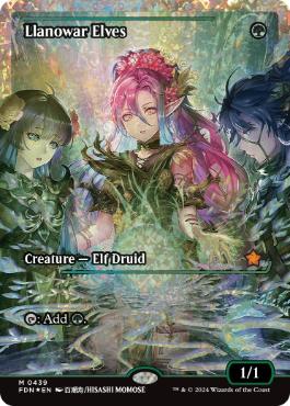 [439]【EN】【フラクチャーFOIL】■ショーケース■ラノワールのエルフ/Llanowar Elves【FDN】[M][緑]