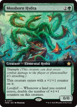 [471]【EN】【FOIL】■拡張アート■苔生まれのハイドラ/Mossborn Hydra【FDN】[R][緑]