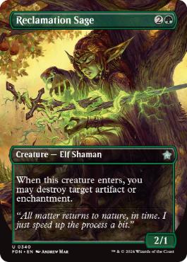 [340]【EN】【FOIL】■ボーダーレス■再利用の賢者/Reclamation Sage【FDN】[U][緑]