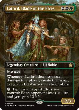 [410]【EN】【マナFOIL】■ボーダーレス■エルフの刃、ラスリル/Lathril, Blade of the Elves【FDN】[R][多色]