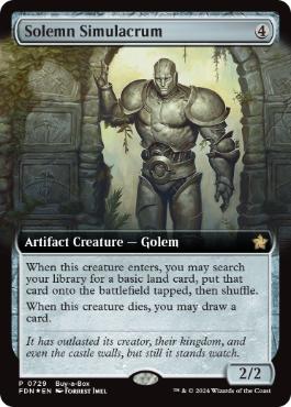 [729]【EN】【FOIL】■PROMO■真面目な身代わり/Solemn Simulacrum【FDN】[R][茶]