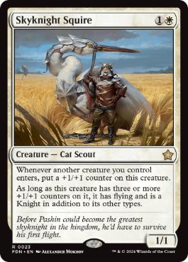 [023]【EN】空騎士の従者/Skyknight Squire【FDN】[R][白]