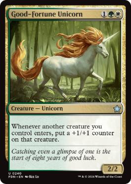 [240]【EN】吉兆の一角獣/Good-Fortune Unicorn【FDN】[U][多色]