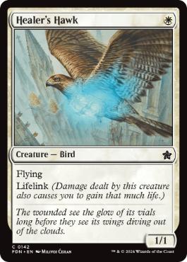 [142]【EN】【FOIL】癒し手の鷹/Healer's Hawk【FDN】[C][白]