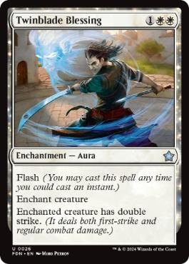 [026]【EN】【FOIL】双刃の祝福/Twinblade Blessing【FDN】[U][白]