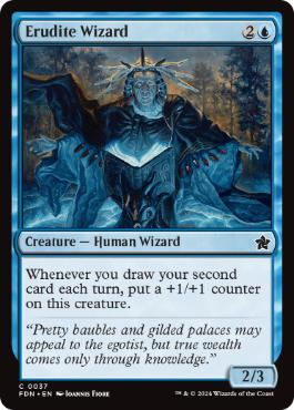[037]【EN】【FOIL】博学の魔術師/Erudite Wizard【FDN】[C][青]