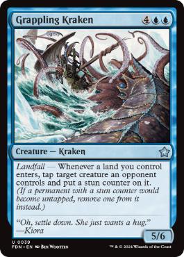 [039]【EN】【FOIL】絡みつくクラーケン/Grappling Kraken【FDN】[U][青]