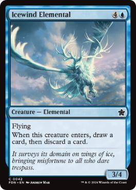 [042]【EN】【FOIL】氷風の精霊/Icewind Elemental【FDN】[C][青]