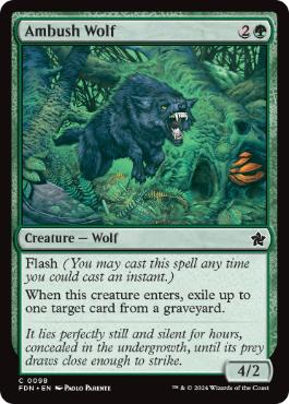 [098]【EN】【FOIL】待ち伏せる狼/Ambush Wolf【FDN】[C][緑]