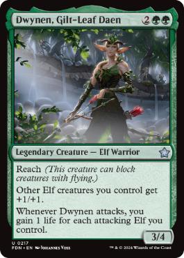 [217]【EN】【FOIL】光り葉の将帥、ドゥイネン/Dwynen, Gilt-Leaf Daen【FDN】[U][緑]
