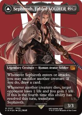 [527]【EN】【サージFOIL】■ボーダーレス■威名のソルジャー、セフィロス/Sephiroth, Fabled SOLDIER【FIN】[M][黒]