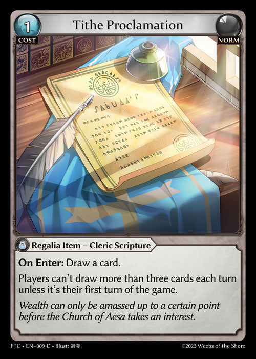 [009]【EN】【FOIL】Tithe Proclamation【FTC】[C][Norm]