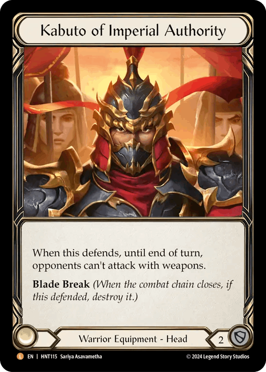 [115]【EN】【Rainbow Foil】皇威の兜/Kabuto of Imperial Authority【HNT】[Warrior][L]