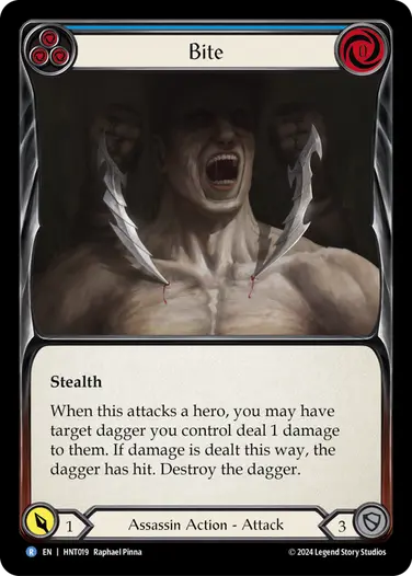 [019]【EN】【Rainbow Foil】咬傷/Bite[青]【HNT】[Assassin][R]