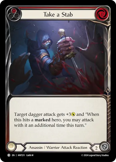 [211]【EN】【Rainbow Foil】切り刺し/Take a Stab[赤]【HNT】[Assassin Warrior][C]