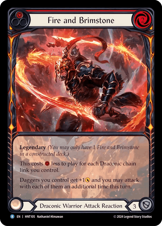 [105]【EN】【Rainbow Foil】【Extended Art】火と硫黄/Fire and Brimstone[赤]【HNT】[Draconic Warrior][R]