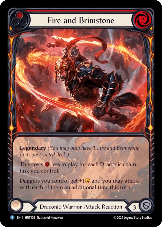 [105]【EN】【Rainbow Foil】【Extended Art】火と硫黄/Fire and Brimstone[赤]【HNT】[Draconic Warrior][R]