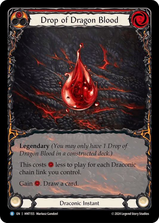 [155]【EN】【Rainbow Foil】【Extended Art】竜血の雫/Drop of Dragon Blood[赤]【HNT】[Draconic][R]
