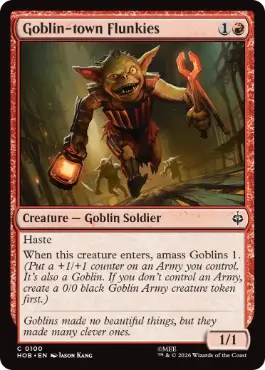 [100]【EN】【FOIL】ゴブリン町の使用人/Goblin-town Flunkies【HOB】[C][赤]