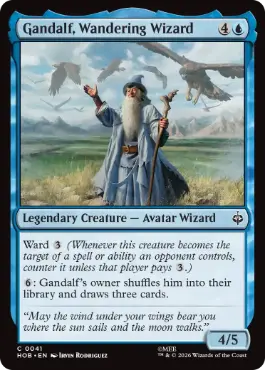 [041]【EN】【FOIL】放浪の魔法使い、ガンダルフ/Gandalf, Wandering Wizard【HOB】[C][青]