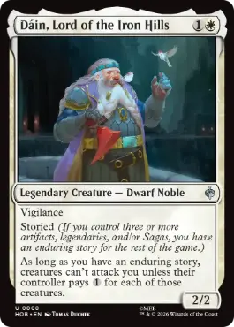 [008]【EN】【FOIL】くろがね連山の統治者、ダーイン/Dáin, Lord of the Iron Hills【HOB】[U][白]