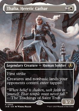 [300]【EN】【FOIL】■ボーダーレス■異端聖戦士、サリア/Thalia, Heretic Cathar【INR】[R][白]