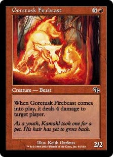 [091]【JP】血まみれ牙の炎獣/Goretusk Firebeast【JUD】[C][赤]