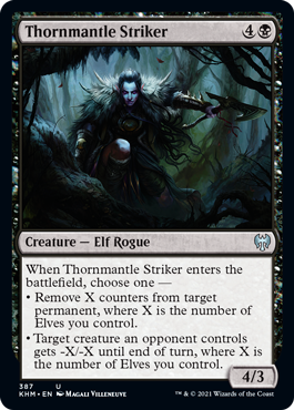 [387]【EN】茨外套の打撃者/Thornmantle Striker【KHM】[U][黒]