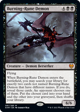 [081]【EN】【FOIL】燃えルーンの悪魔/Burning-Rune Demon【KHM】[M][黒]