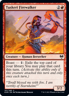 [157]【EN】【FOIL】タスケーリの火歩き/Tuskeri Firewalker【KHM】[C][赤]