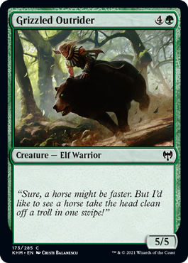 [173]【EN】【FOIL】灰毛の先導/Grizzled Outrider【KHM】[C][緑]