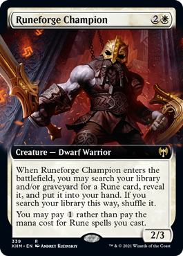 [339]【EN】【FOIL】■拡張アート■ルーン鍛えの勇者/Runeforge Champion【KHM】[R][白]