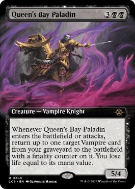 [368]【EN】【FOIL】■拡張アート■女王湾の聖騎士/Queen's Bay Paladin【LCI】[R][黒]