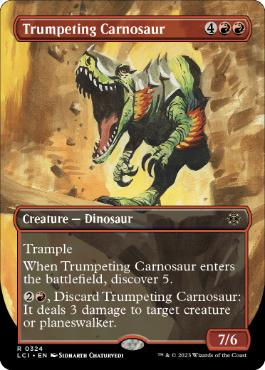 [324]【EN】【FOIL】■ボーダーレス■嘶くカルノサウルス/Trumpeting Carnosaur【LCI】[R][赤]