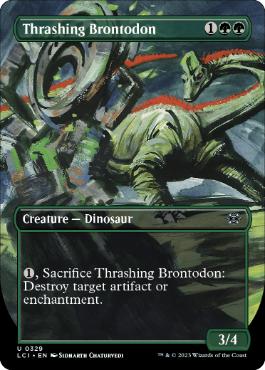 [329]【EN】【FOIL】■ボーダーレス■打ち壊すブロントドン/Thrashing Brontodon【LCI】[U][緑]