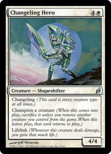 [009]【EN】【FOIL】変わり身の勇士/Changeling Hero【LRW】[U][白]