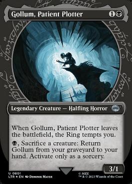 [801]【EN】【サージFOIL】■ショーケース■忍耐強く企む者、ゴラム/Gollum, Patient Plotter【LTR】[U][黒]