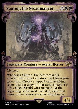 [557]【EN】【銀幕FOIL】■ショーケース■死人占い師、サウロン/Sauron, the Necromancer【LTR】[R][黒]