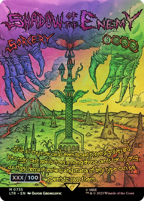 [735]【EN】【ダブルレインボウFOIL】■ボーダーレス■敵の影/Shadow of the Enemy【LTR】[M][黒]