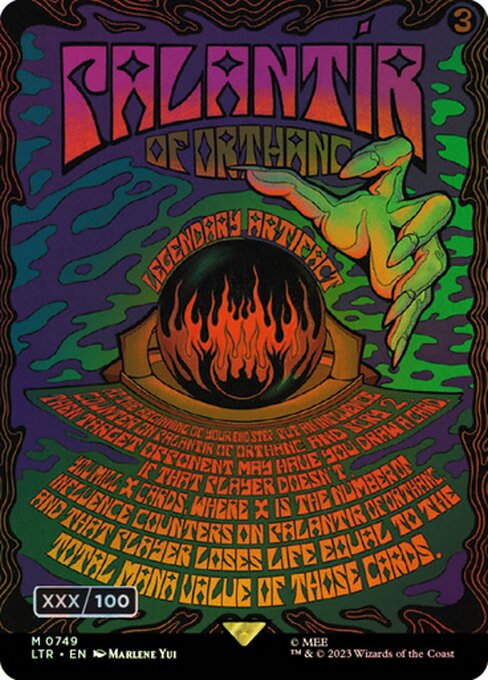 [749]【EN】【ダブルレインボウFOIL】■ボーダーレス■オルサンクのパランティール/Palantír of Orthanc【LTR】[M][茶]