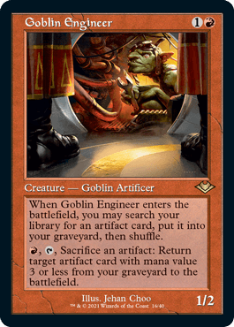 [016]【EN】【エッチングFOIL】■旧枠■ゴブリンの技師/Goblin Engineer【MH1】[R][赤]