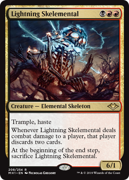 [208]【EN】【FOIL】稲妻の骨精霊/Lightning Skelemental【MH1】[R][多色]