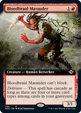 [454]【EN】【FOIL】■拡張アート■血編み髪の匪賊/Bloodbraid Marauder【MH2】[R][赤]