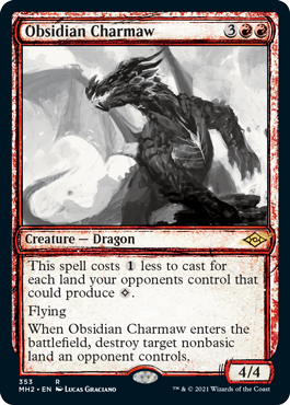 [353]【EN】【FOIL】■スケッチ■黒曜石の焦がし口/Obsidian Charmaw【MH2】[R][赤]