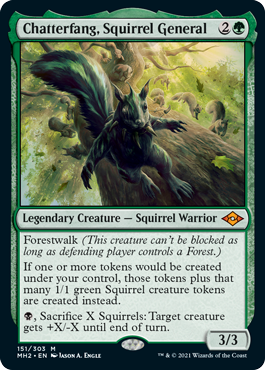 [151]【EN】【FOIL】リスの将軍、サワギバ/Chatterfang, Squirrel General【MH2】[M][緑]