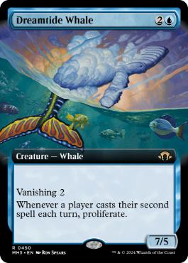 [450]【EN】【FOIL】■拡張アート■夢潮の鯨/Dreamtide Whale【MH3】[R][青]