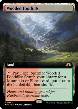 [467]【EN】【FOIL】■拡張アート■樹木茂る山麓/Wooded Foothills【MH3】[R][土地]